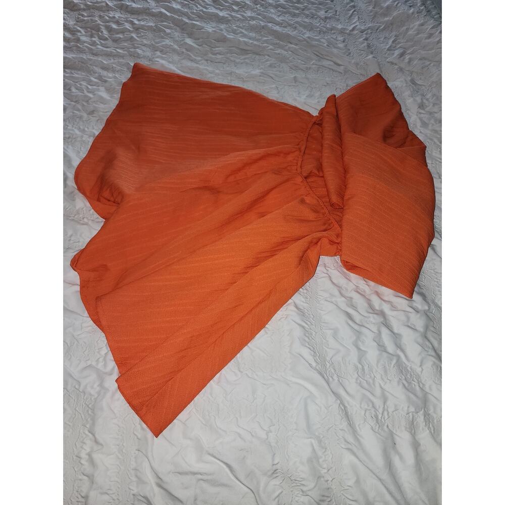 Orange Versatile Halter Tie Pleated Jumper Shorts SZ XL - Picture 7 of 11